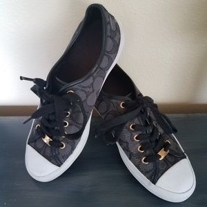 Coach Empire Tennis Shoes Size 8 BlackWhite with gold hardware  Classic Coach